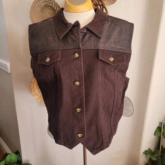 Cross J Western Cowgirl Denim Vest SZ XL - Picture 1 of 6